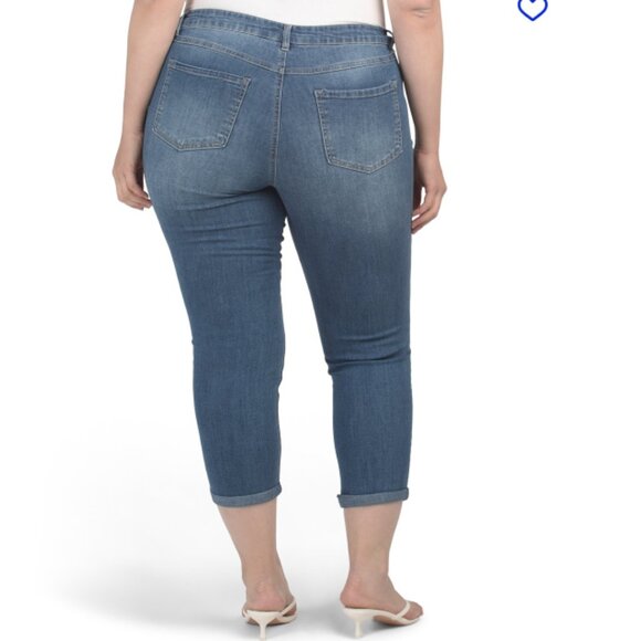 NEW D. JEANS Plus Recycled  Vintage Rolled Ccuffs women Jeans in stone 725 2m1 - Picture 2 of 3